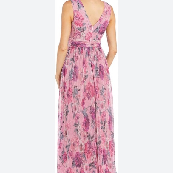 NWT R&M Richards crinkled floral shimmer print maxi dress Size 16 - Picture 2 of 6